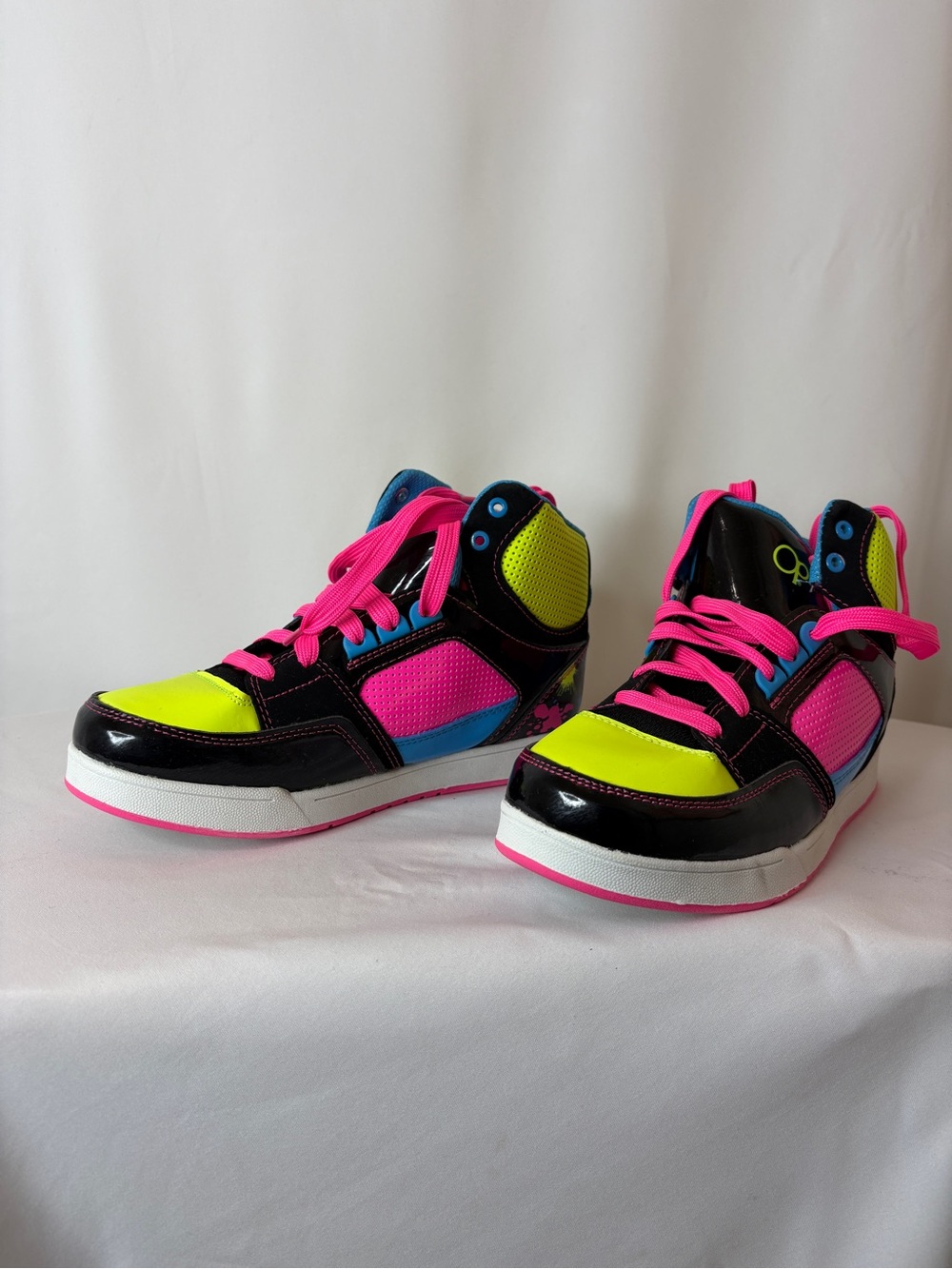 Kids High-Top Sneakers in Neon Pink & Yellow